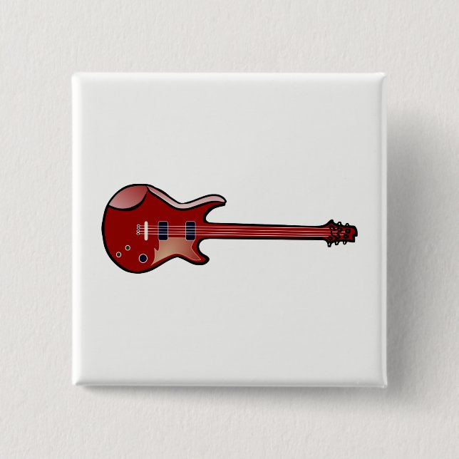 Badge Carré 5 Cm Guitare basse (Devant)