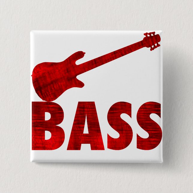 Badge Carré 5 Cm Guitare basse (Devant)