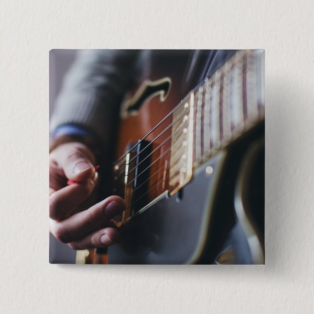Badge Carré 5 Cm Guitare de basse cool (Devant)