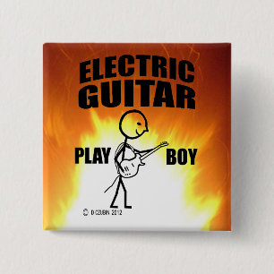 Badge Carré 5 Cm Guitare électrique Jouer garçon