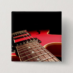 Badge Carré 5 Cm Guitare électrique rouge