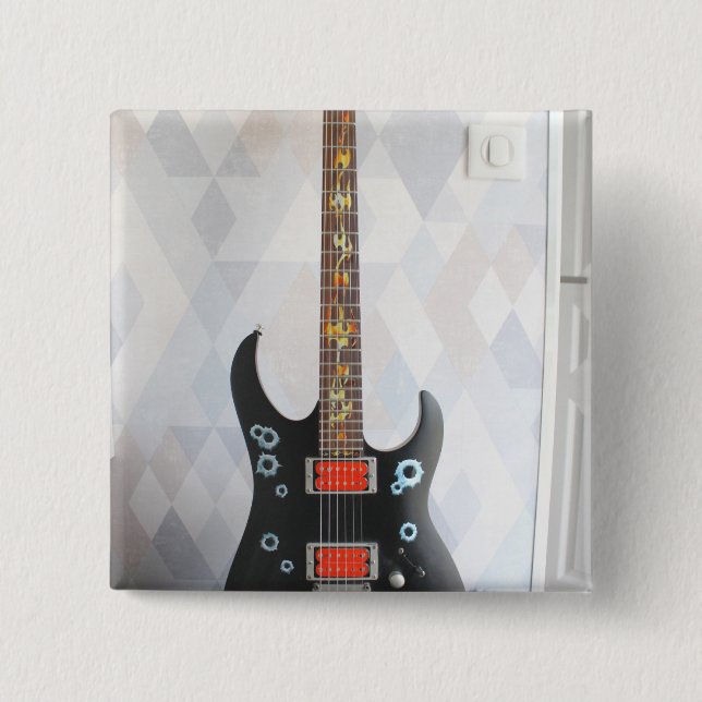 Badge Carré 5 Cm Guitare mignonne (Devant)
