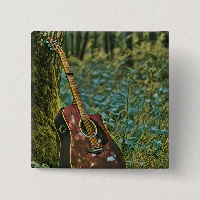 Badge Carré 5 Cm Guitariste Birthday (Devant)