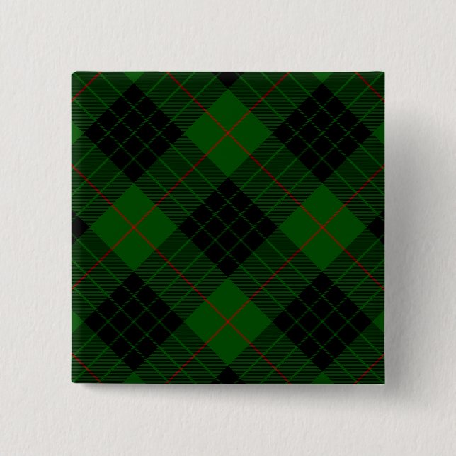 Badge Carré 5 Cm Gunn tartan vert noir plaid (Devant)