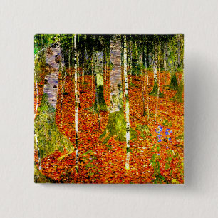 Badge Carré 5 Cm Gustav Klimt Birch Trees