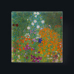 Badge Carré 5 Cm Gustav Klimt - Jardin des fleurs<br><div class="desc">Jardin aux fleurs - Gustav Klimt en 1905-1907</div>