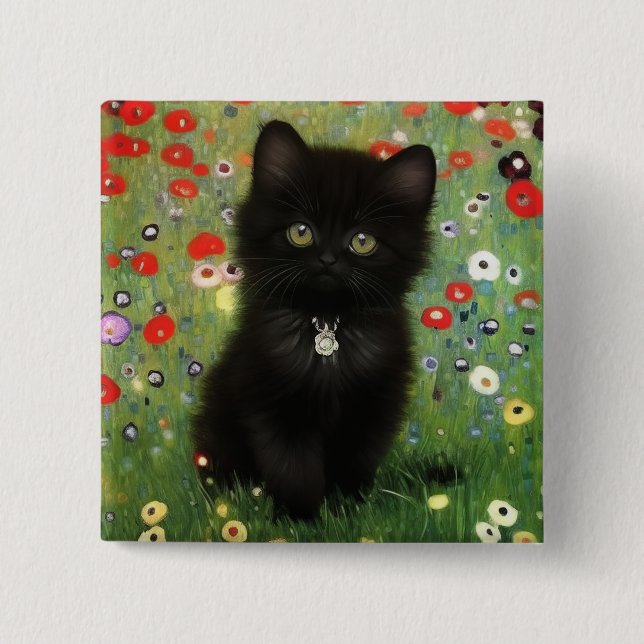 Badge Carré 5 Cm Gustav Klimt Kitten (Devant)