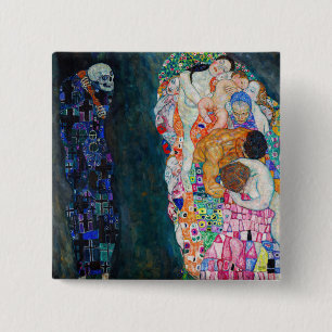 Badge Carré 5 Cm Gustav Klimt - La Mort et la Vie