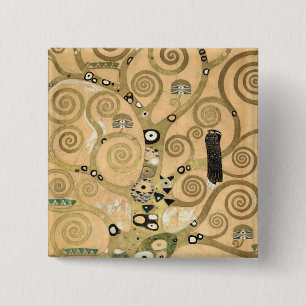 Badge Carré 5 Cm Gustav Klimt - L'Arbre de Vie, Frise Stoclet