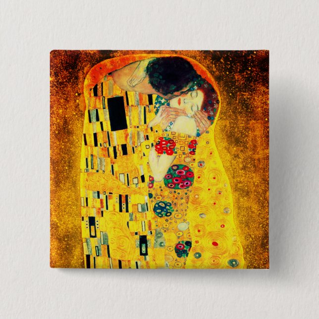 Badge Carré 5 Cm Gustav Klimt Le Baiser (Devant)