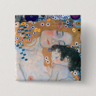 Badge Carré 5 Cm Gustav Klimt - Mère et Enfant