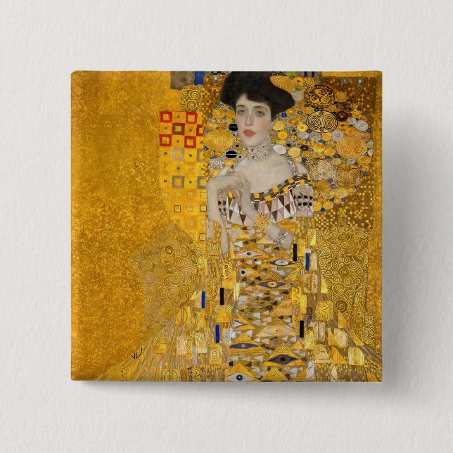 Badge Carré 5 Cm Gustav Klimt - Portrait d'Adele Bloch-Bauer I (Devant)