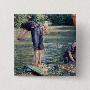 Badge Carré 5 Cm Gustave Caillebotte - Bathers, Banque des Yerres