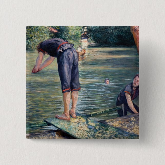 Badge Carré 5 Cm Gustave Caillebotte - Bathers, Banque des Yerres (Devant)