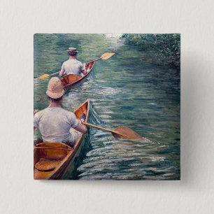 Badge Carré 5 Cm Gustave Caillebotte - Canoës sur l'Yerres