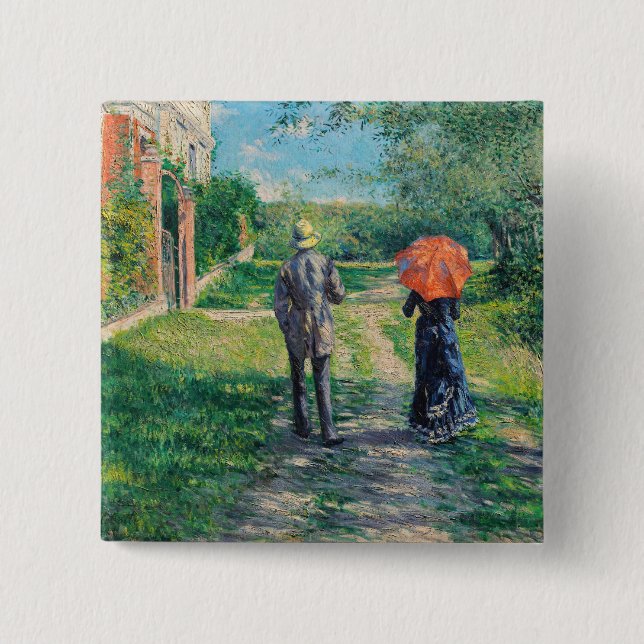 Badge Carré 5 Cm Gustave Caillebotte - Le chemin vers le haut (Devant)
