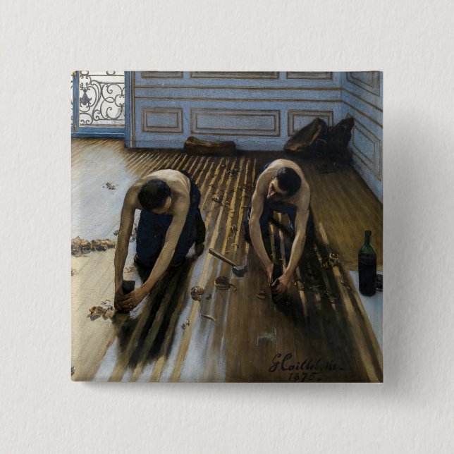 Badge Carré 5 Cm Gustave Caillebotte - Les Graveuses (Devant)
