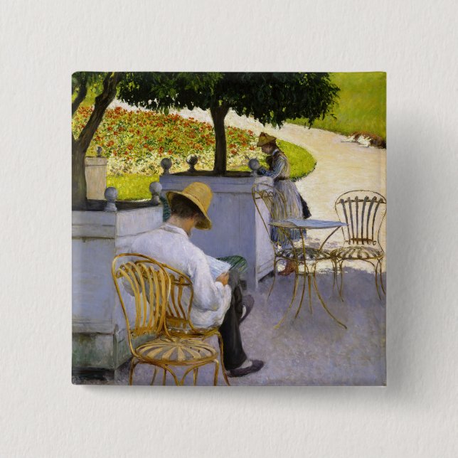 Badge Carré 5 Cm Gustave Caillebotte - The Orange Trees (Devant)