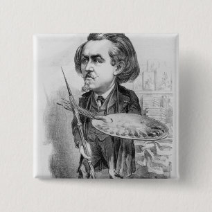 Badge Carré 5 Cm Gustave Dore (1832-83), caricature de 'Le Boulev