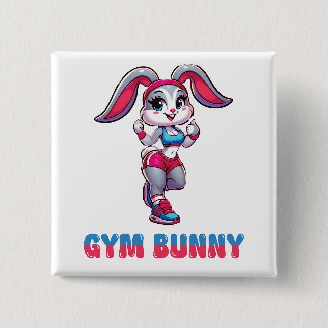 Badge Carré 5 Cm Gym Bunny (Devant)