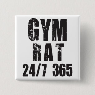 Badge Carré 5 Cm Gym Rat - 24/7 365 - Bodybuilding