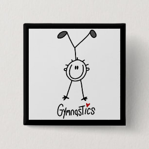 Badge Carré 5 Cm Gymnaste Simple Figurine Bâton