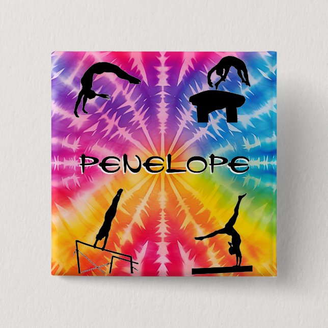 Badge Carré 5 Cm Gymnastique des filles Cravate arc-en-ciel (Devant)