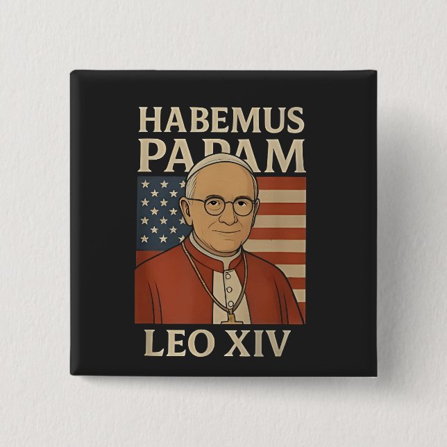 Badge Carré 5 Cm Habemus papam Pape Léon XIV Église chrétienne (Devant)