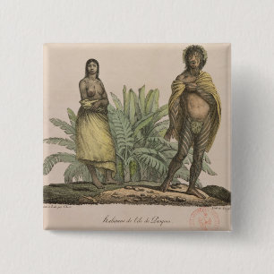 Badge Carré 5 Cm Habitants d'île de Pâques