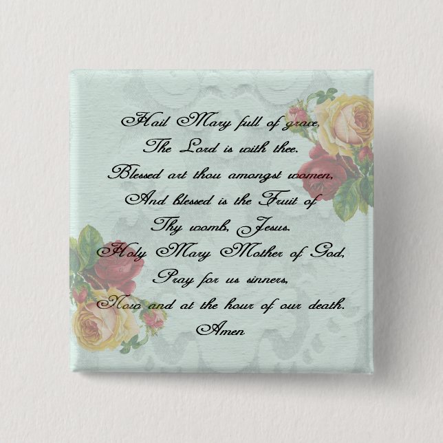 Badge Carré 5 Cm Hail Mary Prayer (Devant)