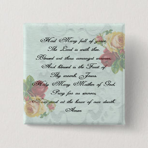 Badge Carré 5 Cm Hail Mary Prayer