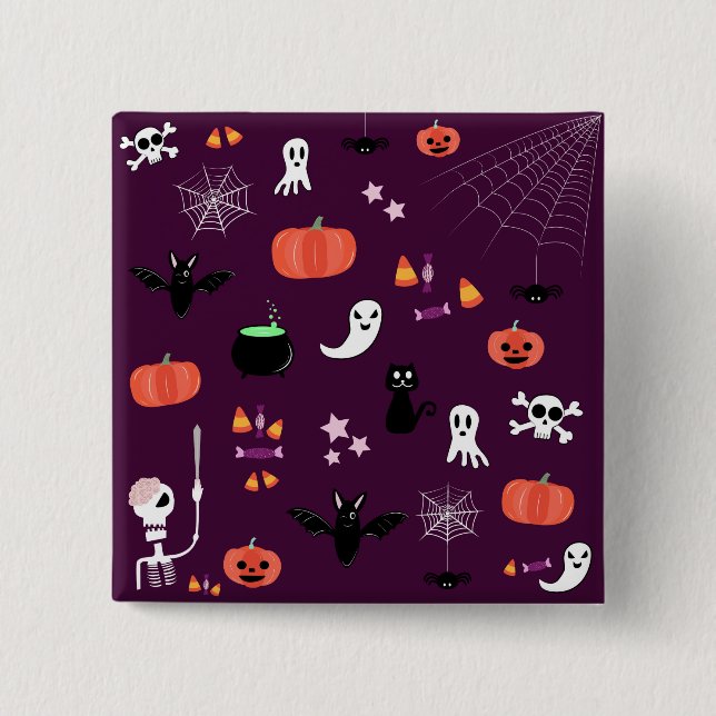 Badge Carré 5 Cm Halloween (Devant)