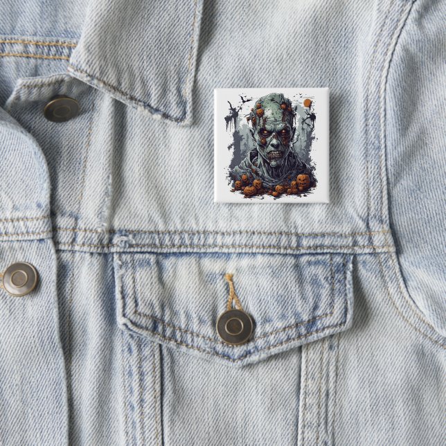 Badge Carré 5 Cm Halloween (En situation)