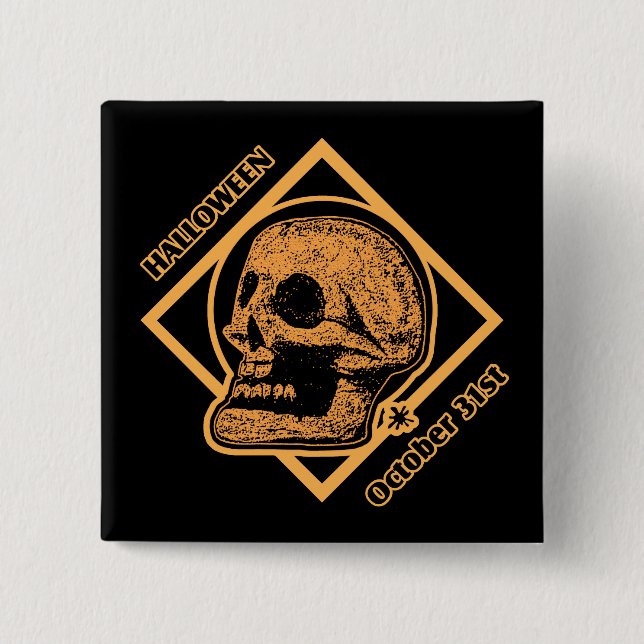 Badge Carré 5 Cm Halloween 31 octobre (Devant)