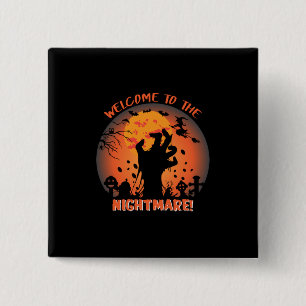 Badge Carré 5 Cm Halloween Bienvenue au Cauchemar