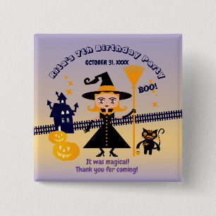 Badge Carré 5 Cm Halloween Costume fille sorcière fête d'anniversai