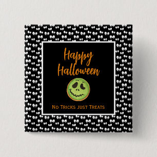 Badge Carré 5 Cm Halloween éffrayants yeux vert cookie pas de tours