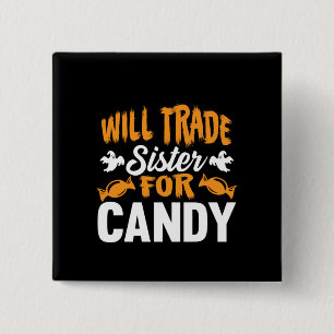 Badge Carré 5 Cm Halloween Fera Commerce Soeur Pour Candy Anniversa