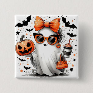 Badge Carré 5 Cm Halloween Ghost