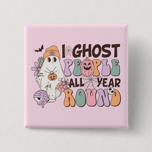 Badge Carré 5 Cm Halloween I Ghost People (Devant)