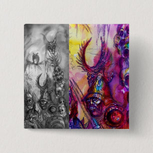 Badge Carré 5 Cm HALLOWEEN MONSTERS / ORK WAR Imaginaire