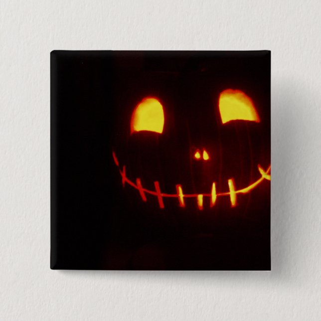 Badge Carré 5 Cm Halloween souriant Jack-o-Lantern (Devant)
