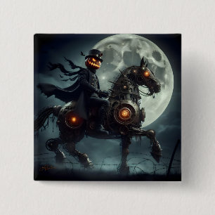 Badge Carré 5 Cm Halloween Steampunk Cavalier sans tête