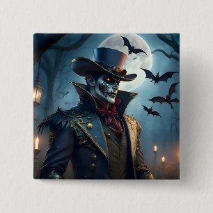Badge Carré 5 Cm Halloween Steampunk Southern Gentleman Zombie