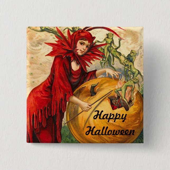 Badge Carré 5 Cm Halloween vintage (Devant)