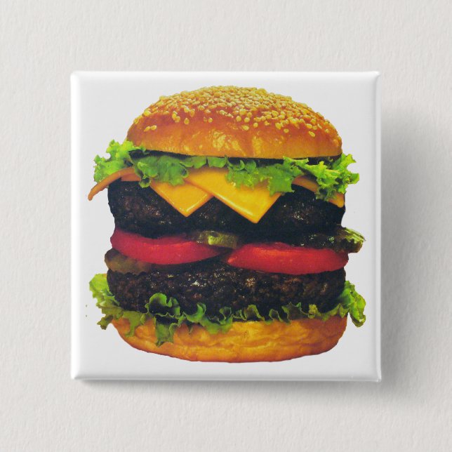 Badge Carré 5 Cm Hamburger de luxe double au fromage (Devant)