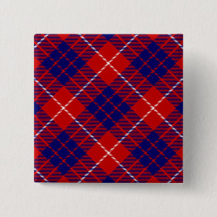Badge Carré 5 Cm Hamilton tartan rouge bleu violet plaid