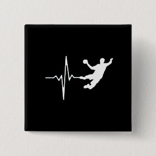 Badge Carré 5 Cm Handball - Handball Player Heartbeat
