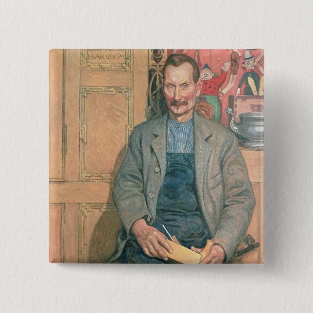 Badge Carré 5 Cm Hans Arnbom, le charpentier (Devant)