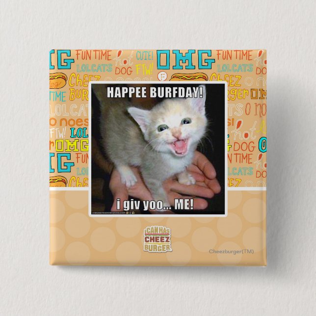BADGE CARRÉ 5 CM HAPPEE BURFDAY ! (Devant)